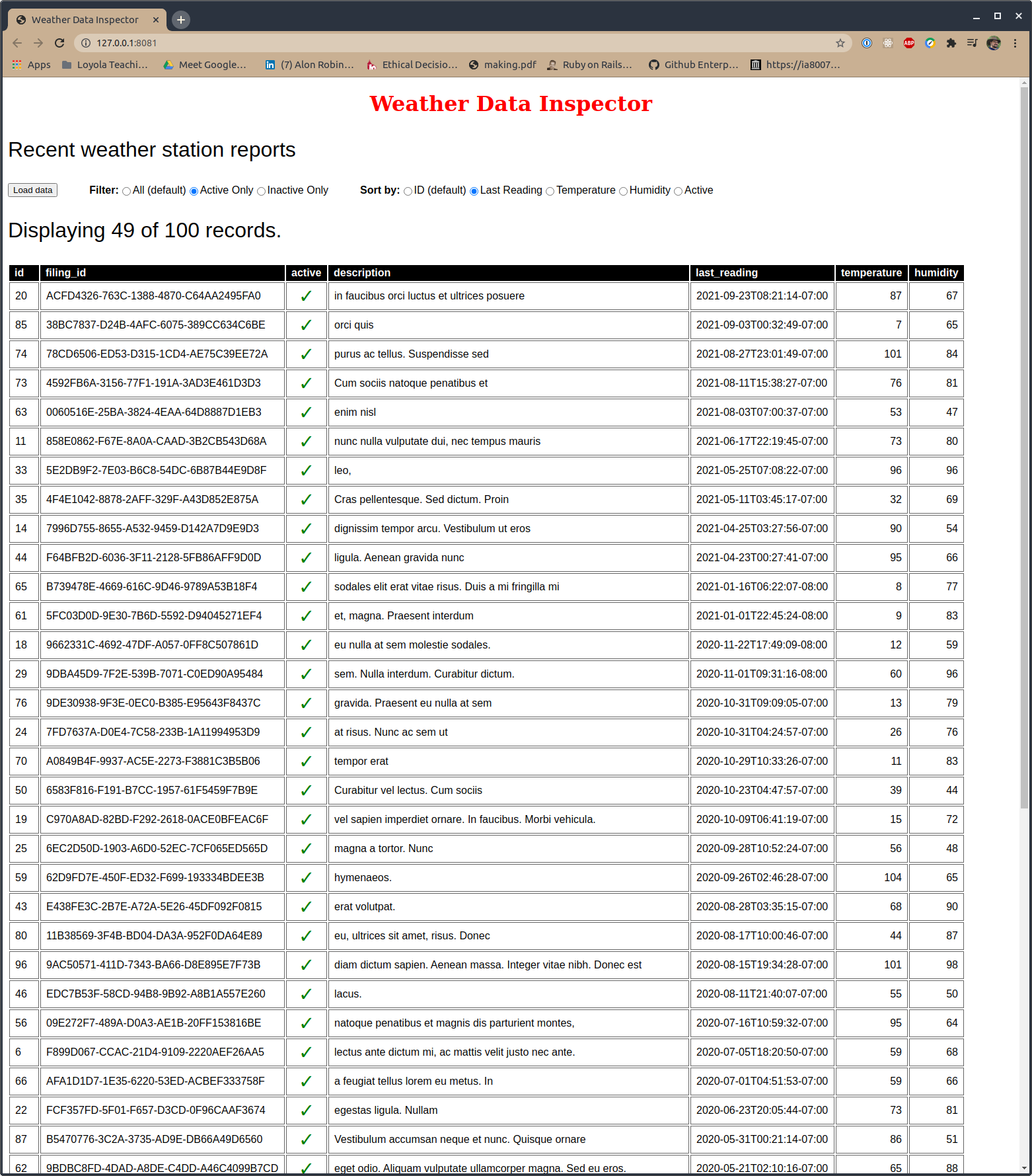 Example solution screenshot